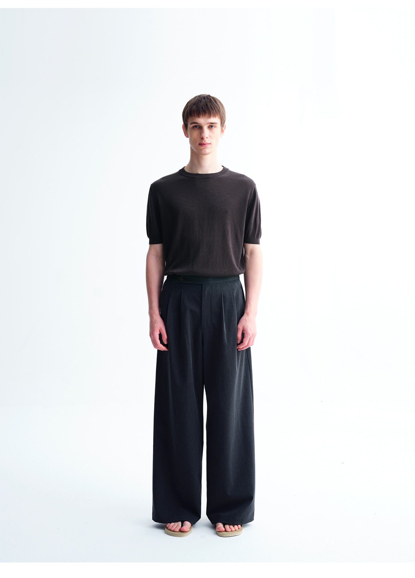 Double-Button Wide-Leg Pants