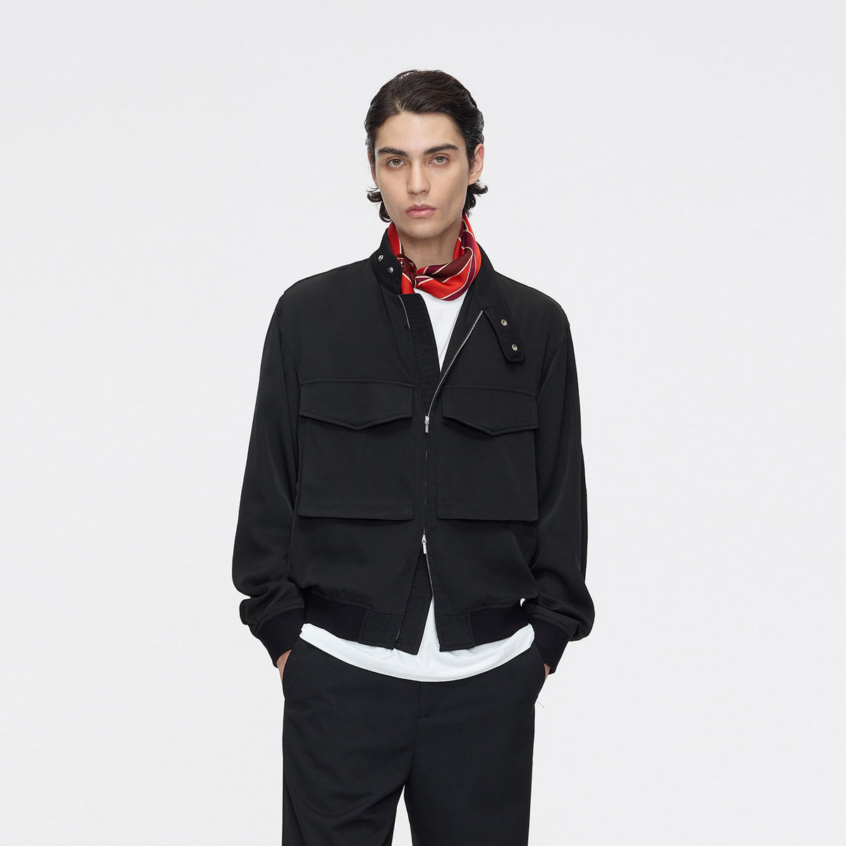 Casual Jacket with Double-Pocket Zipper