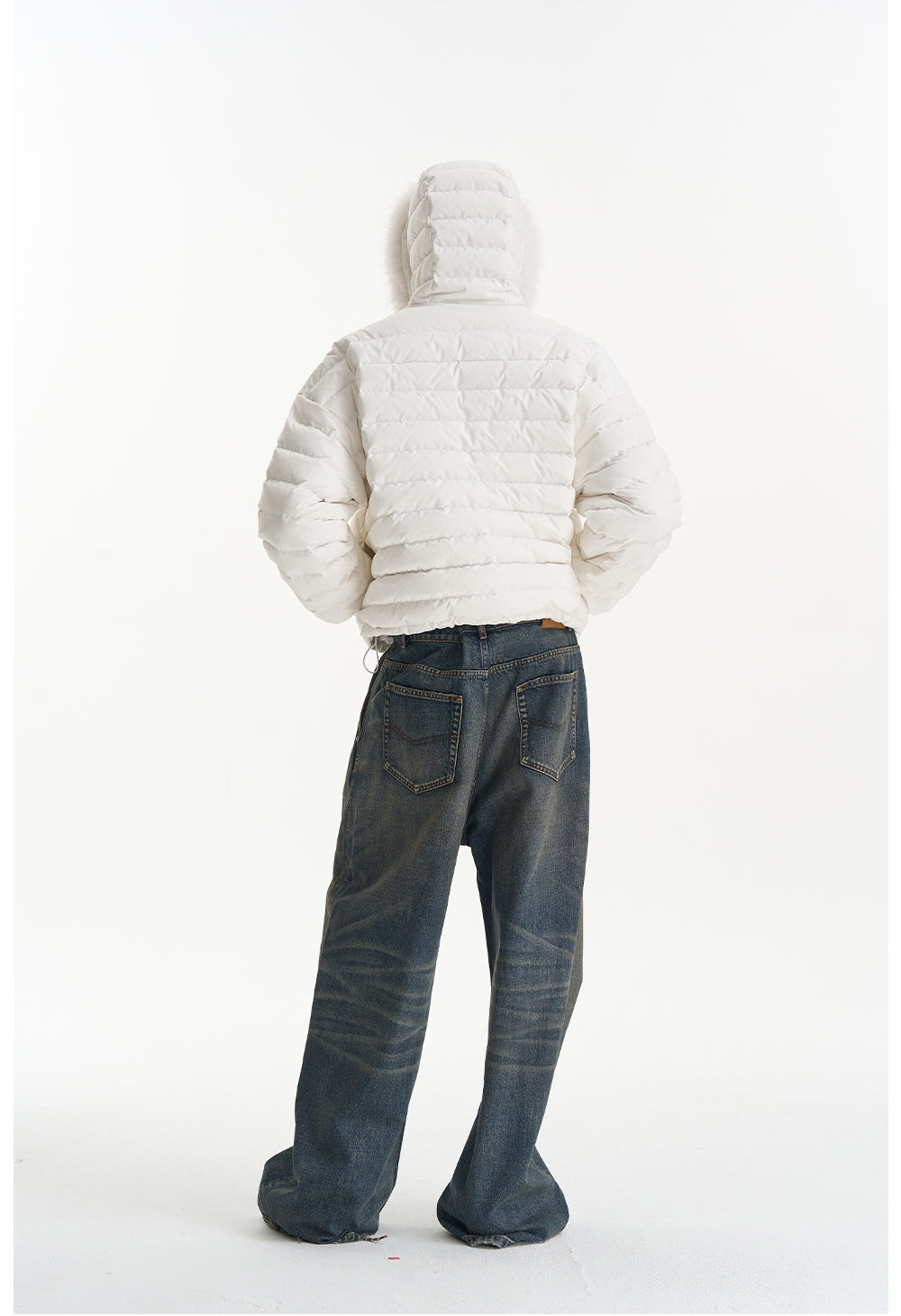 Detachable fur collar down jacket