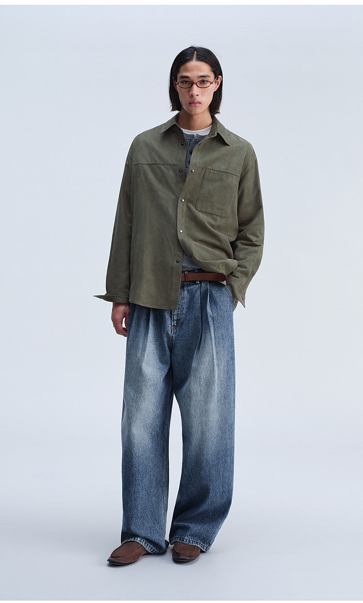 Washed Gradient Mist Double-Pleated Jeans