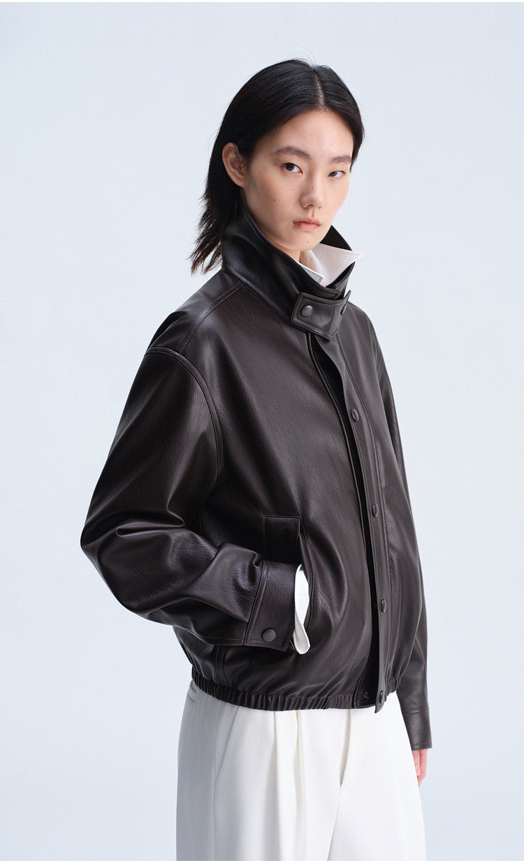 Casual Loose-Fit Harrington Jacket with Double Collar