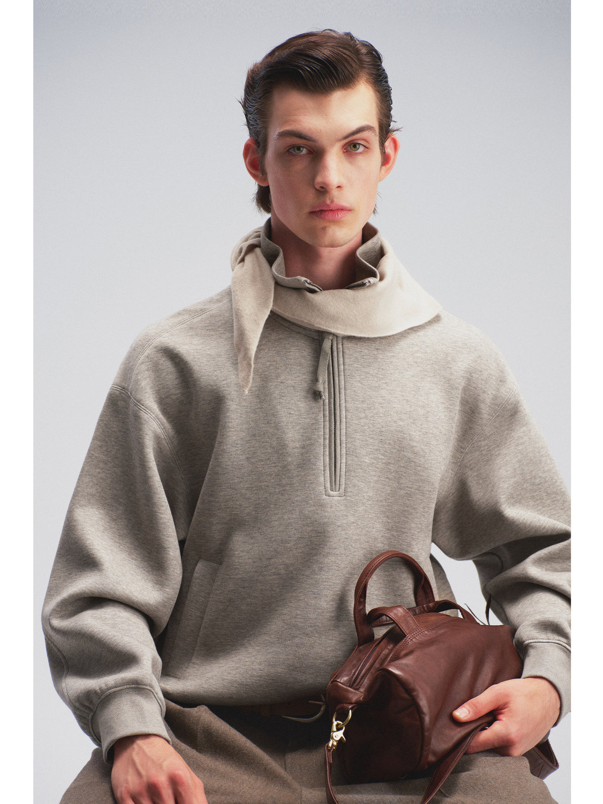 Stand-Up Collar Half-Zip Hoodie