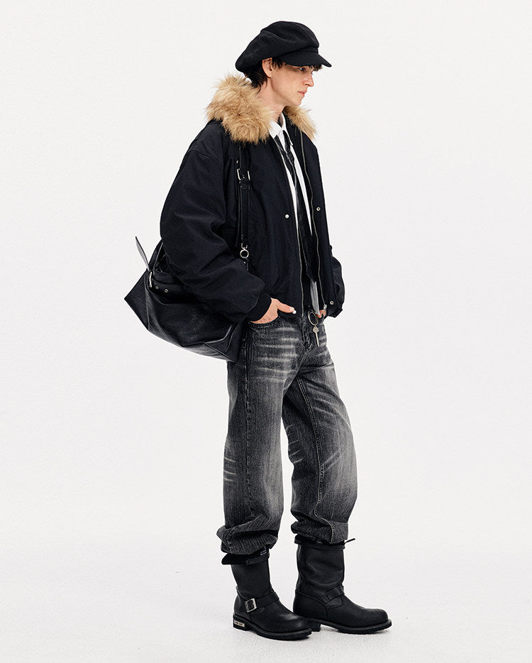 Edgy Patchwork Workwear Jacket