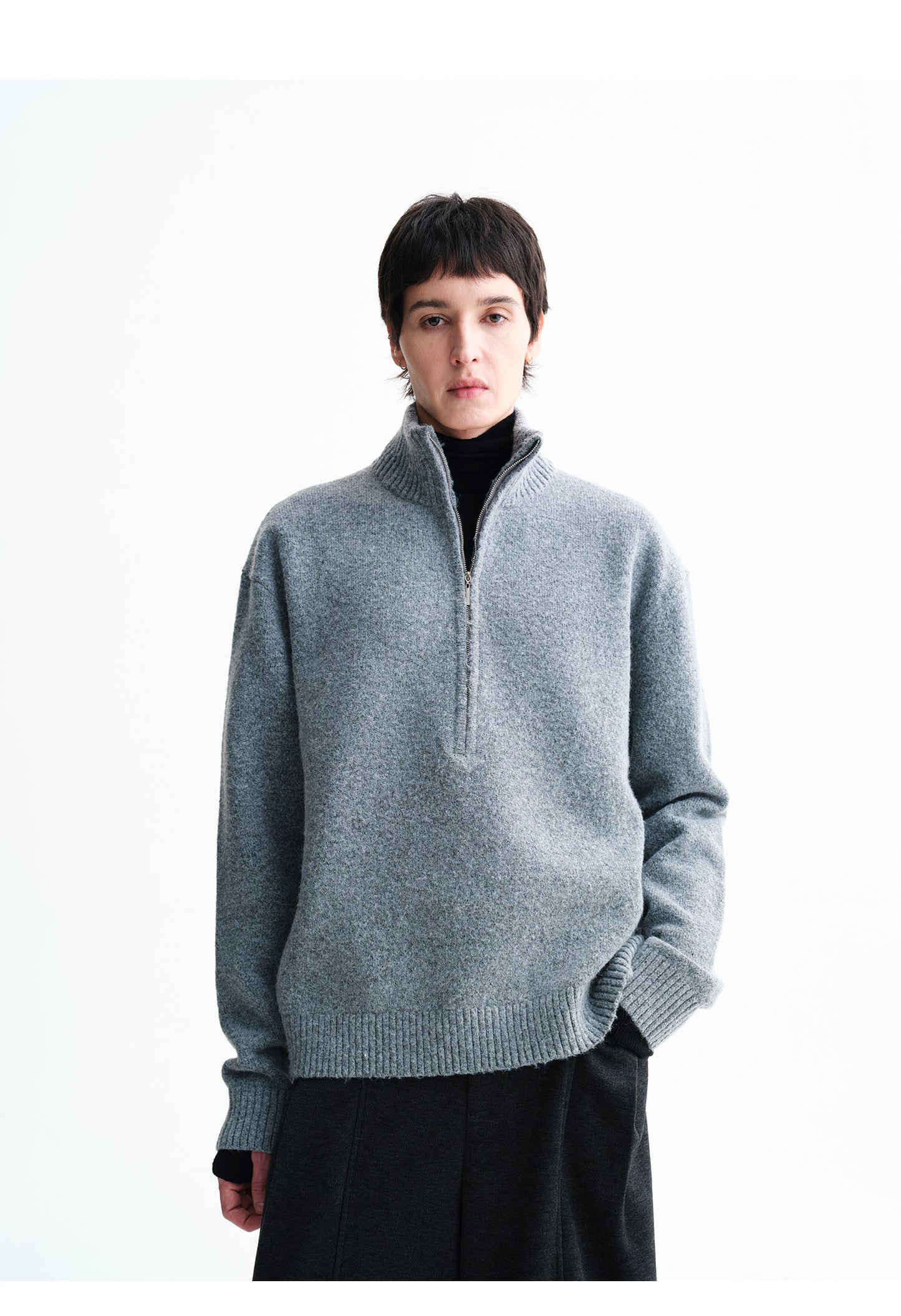 Half-Zip Stand Collar Pullover Sweater