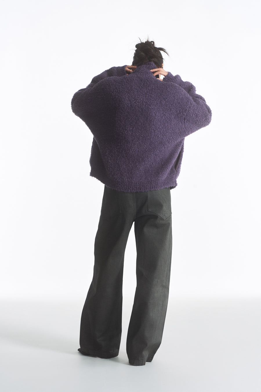 Wool blend zip cardigan