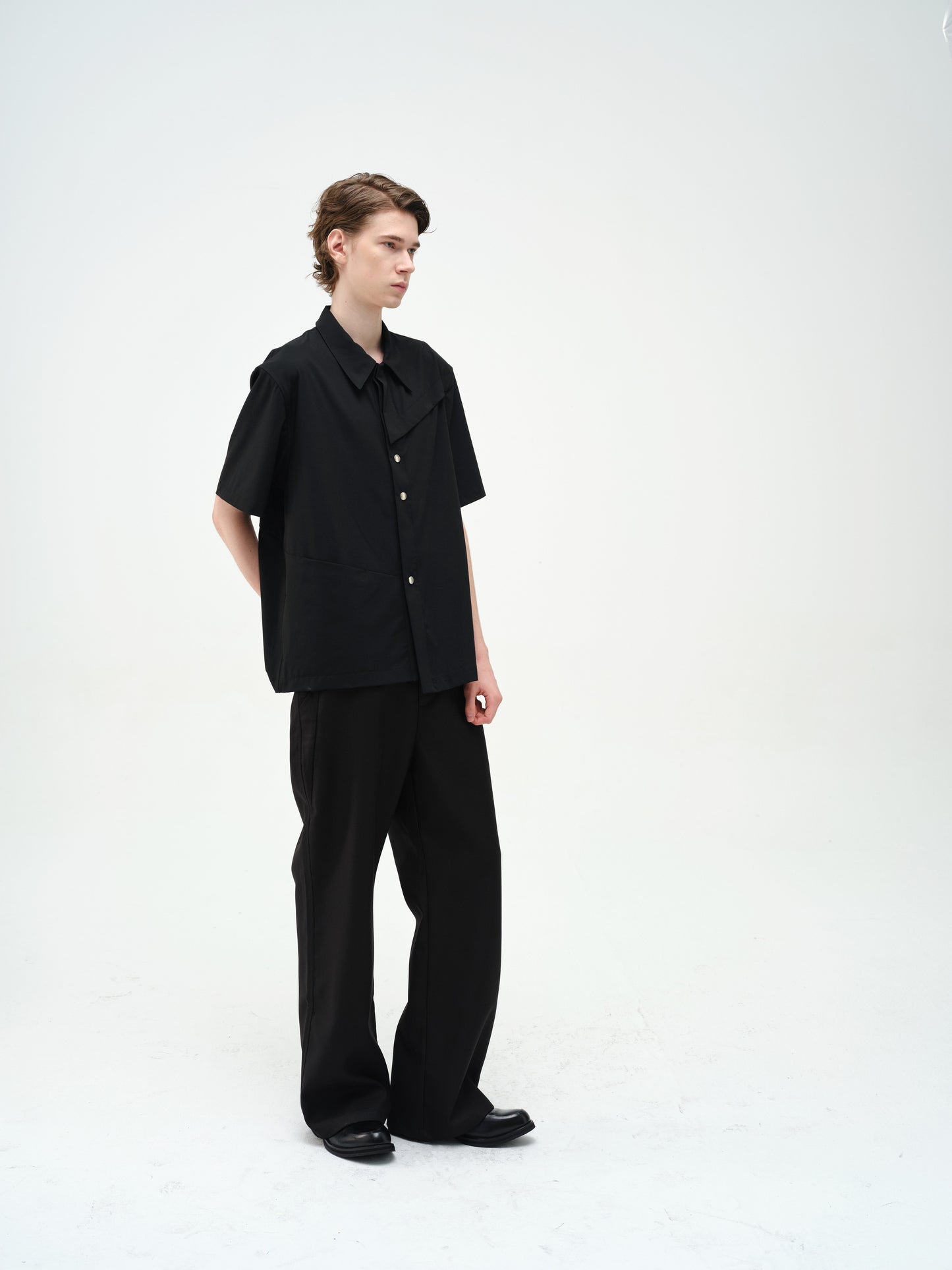 Loose-fit Asymmetrical Snap-Button Shirt