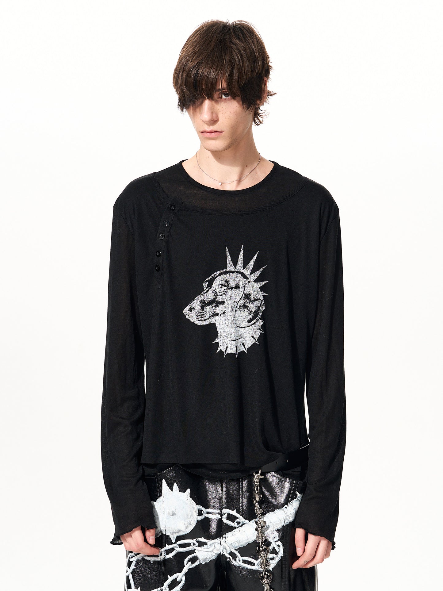 Printed Fake Two-Piece T-Shirt