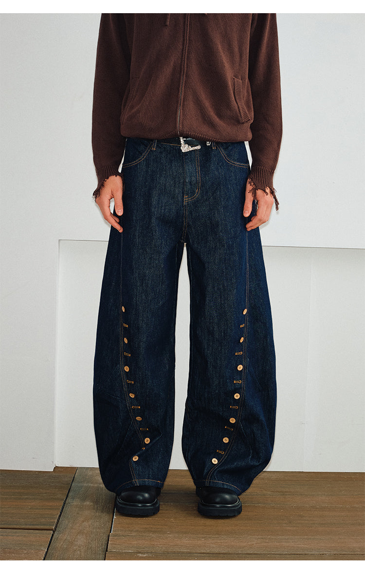 Contrast Button Scimitar Jeans