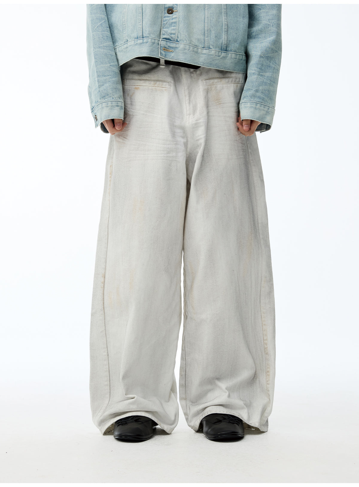 Heavy-weight washed denim pants