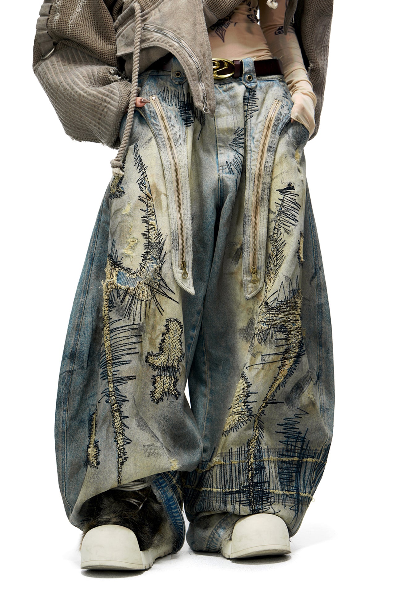 Patch Embroidered Jeans