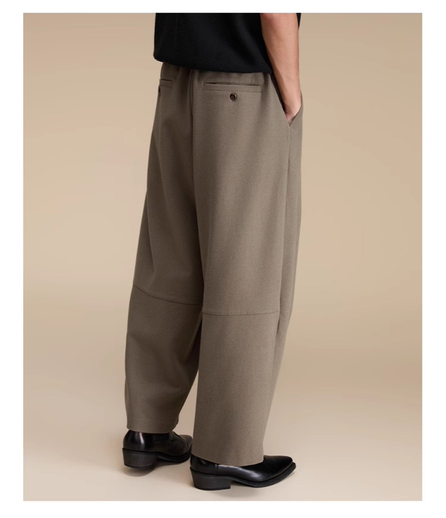 Elastic Waist Wool Casual Pants