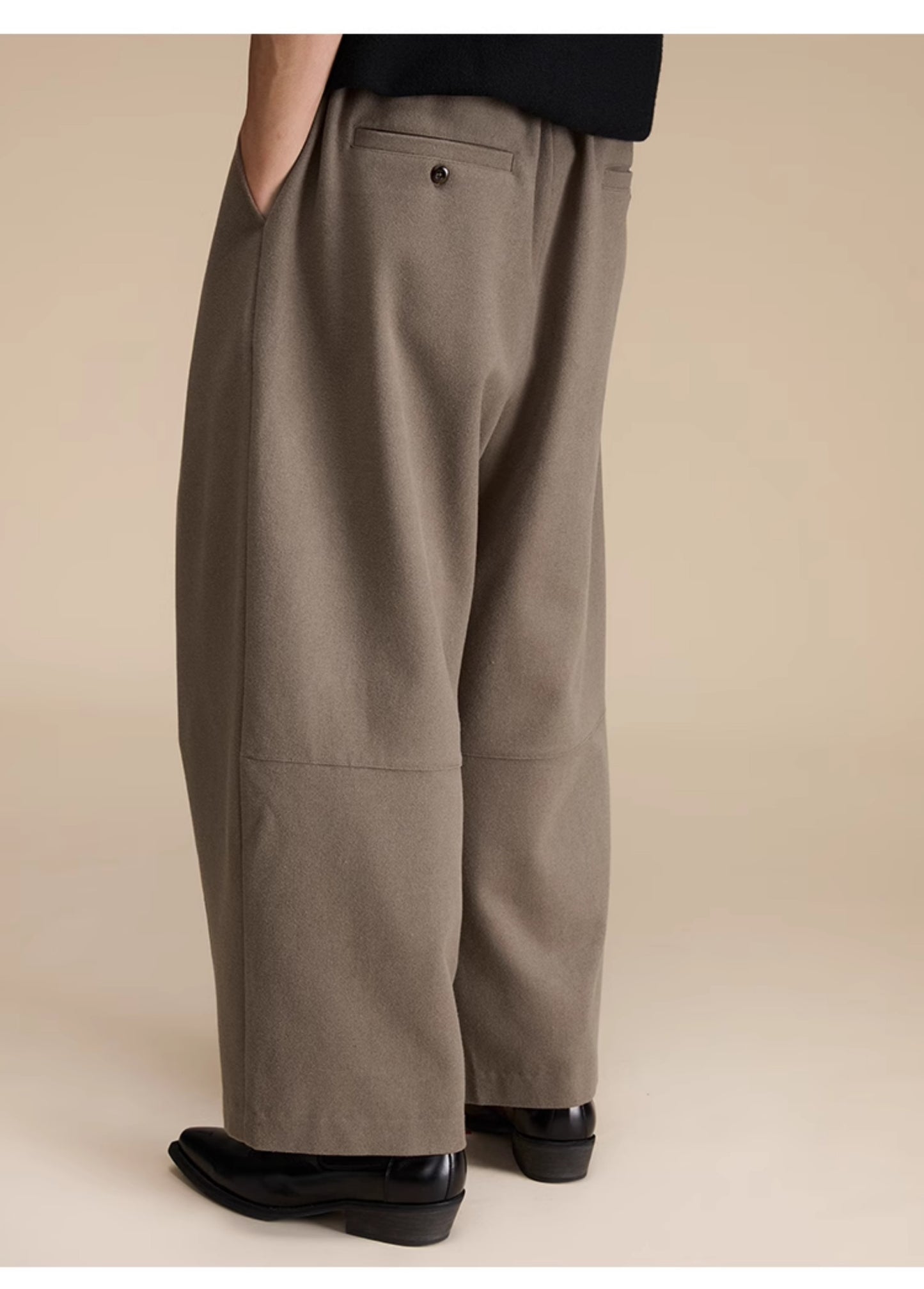 Elastic Waist Wool Casual Pants