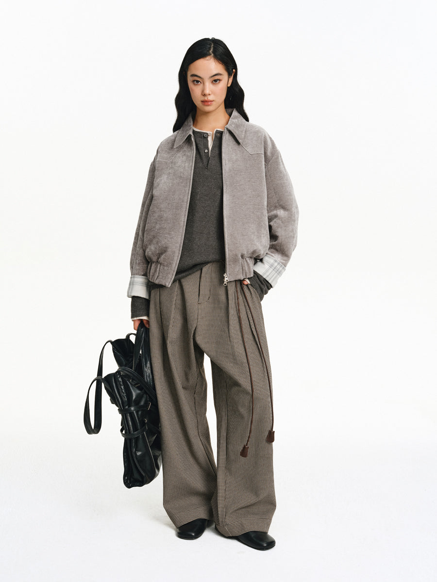 4-Pleat Wide-Leg Pants