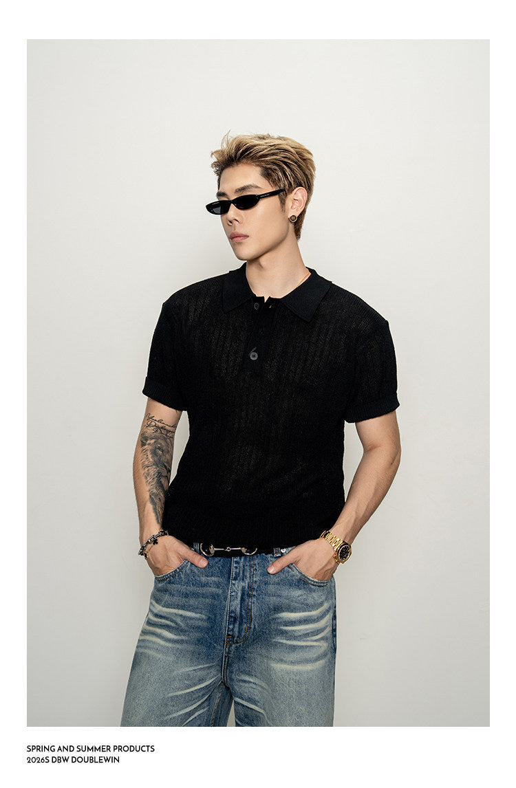Slightly sheer polo shirt