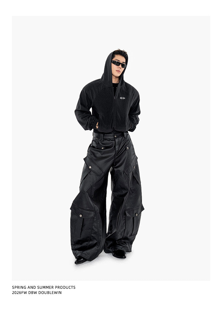 Wax-Finished Multi-Pocket Work Pants