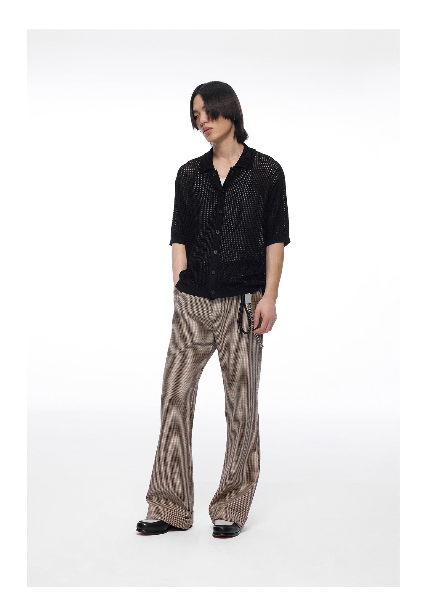 Chidori plaid straight casual pants