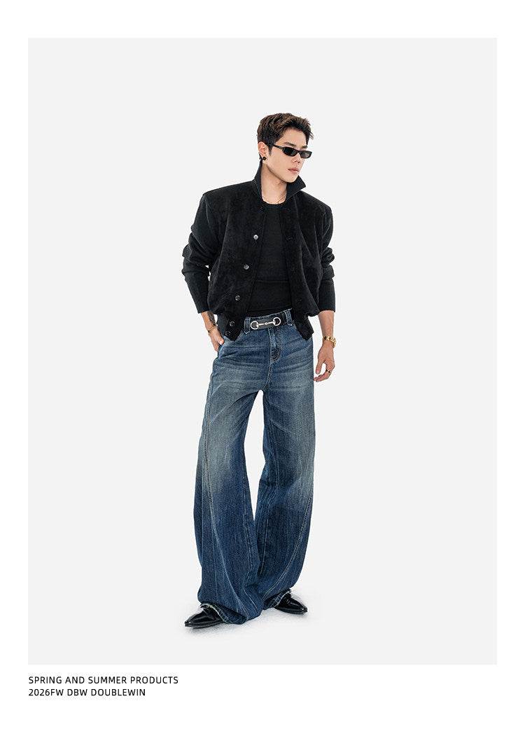 Suede and Knit Baseball Jacket