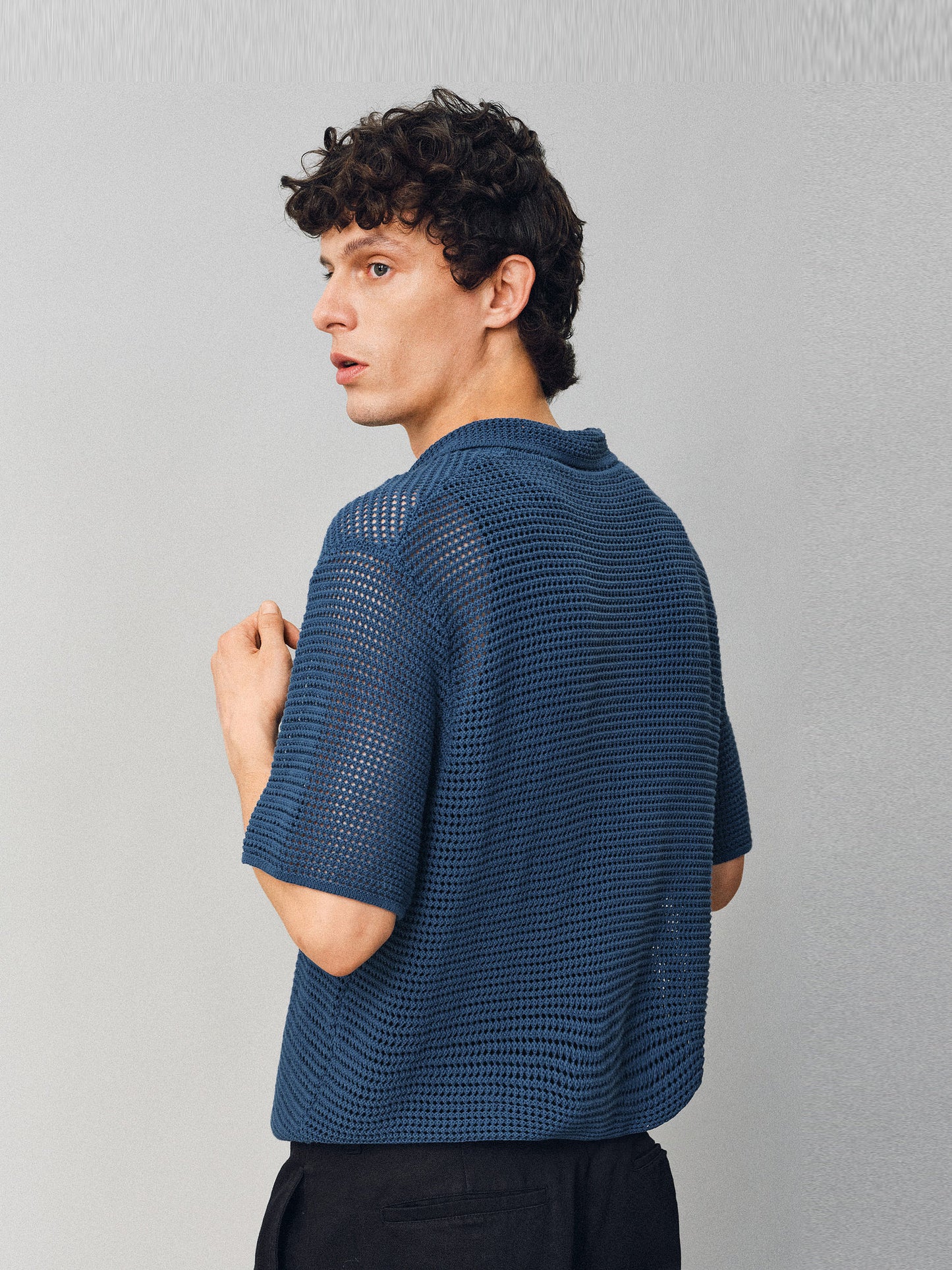 Hollow-knit Polo Shirt