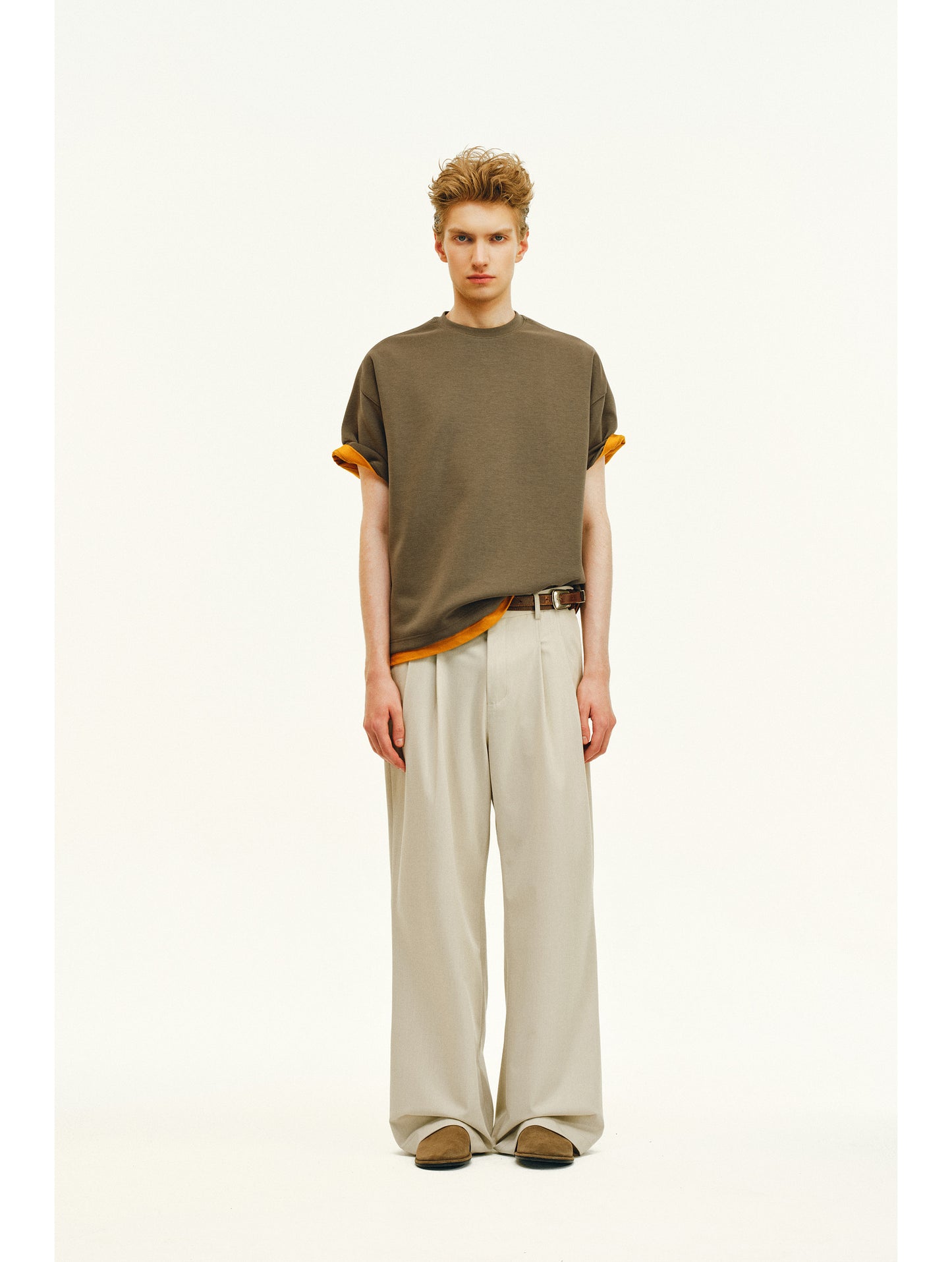 Double-Pleated Casual Pants