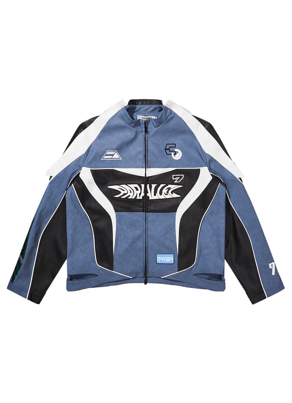 Patchwork embroidery motorcycle leather jacket 
