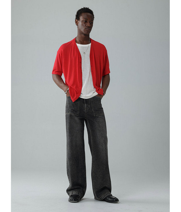 Half-front knit shirt