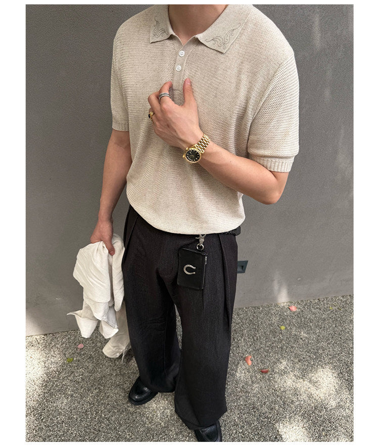 Casual Pants with Double 3D Pleats