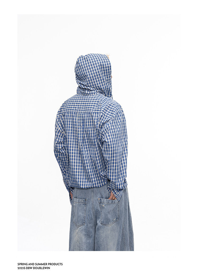Vintage Lightweight Checkered Hooded Shirt