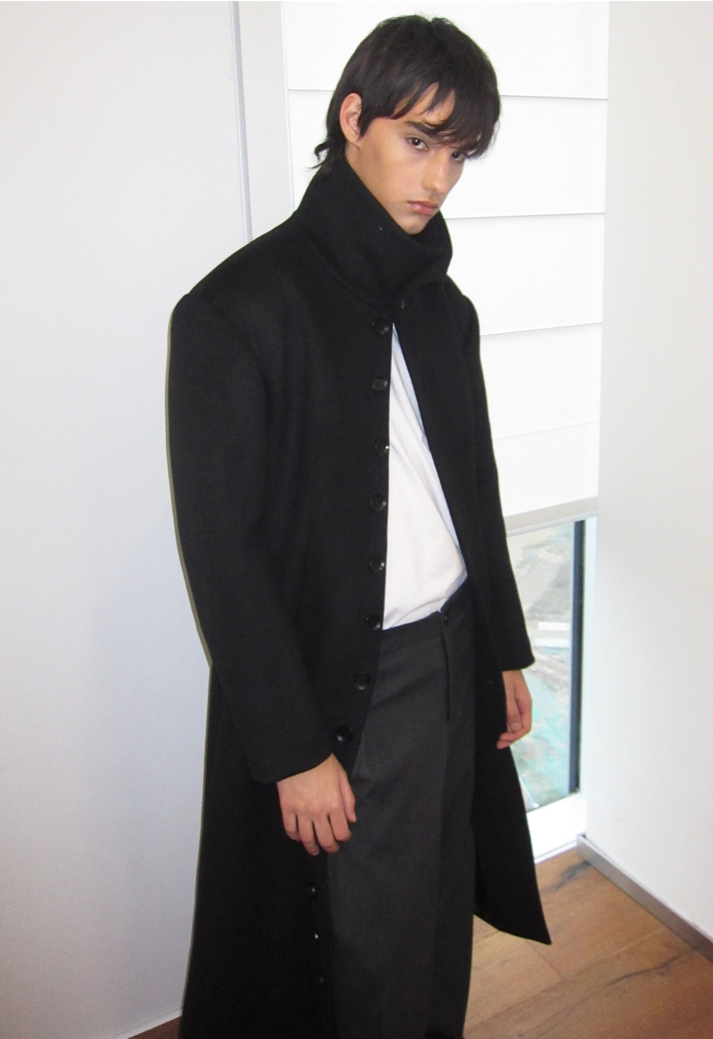 Stand collar Slim fit long coat