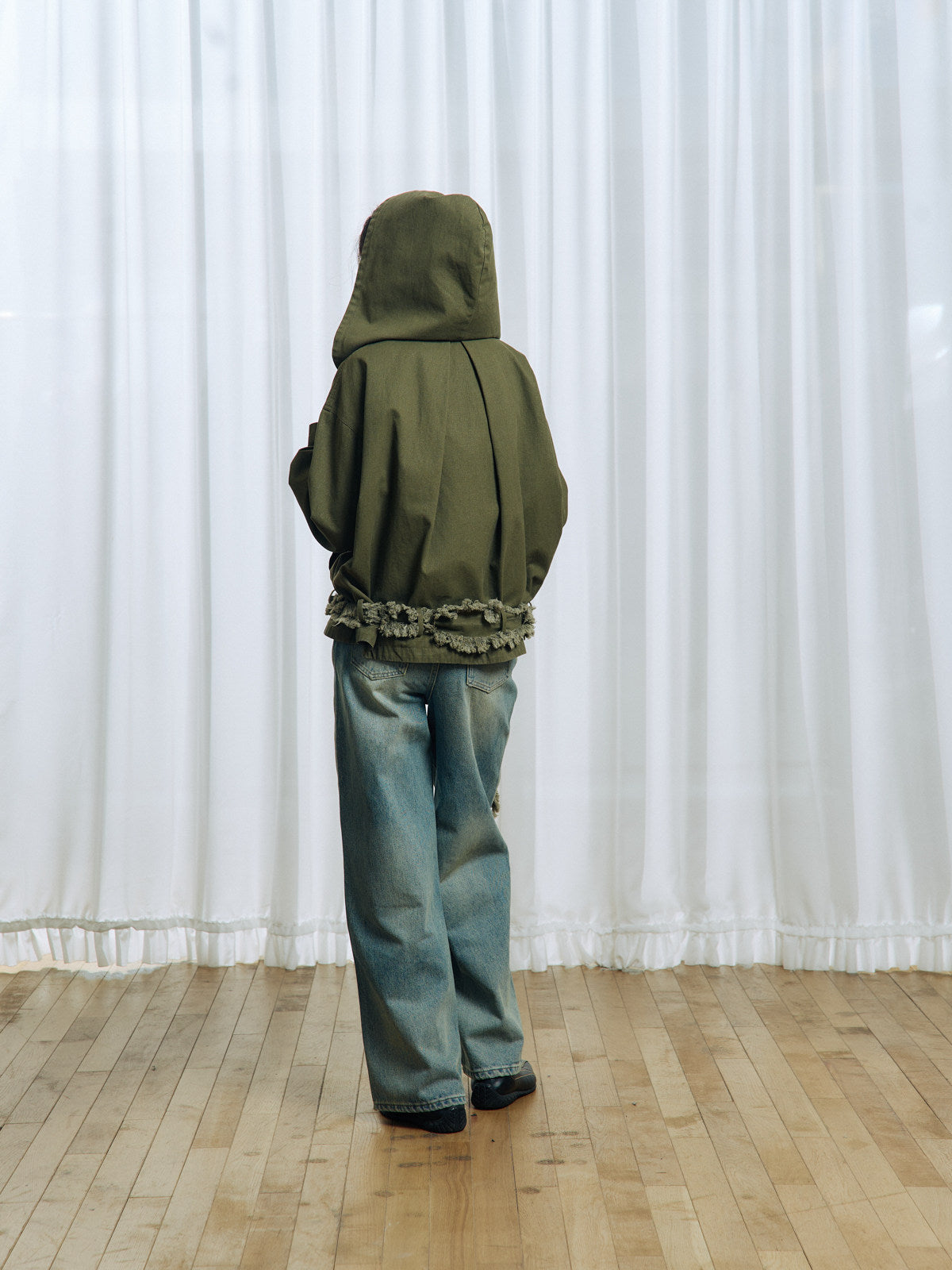 Embroidered Two-Tone Wash Straight Leg Jeans