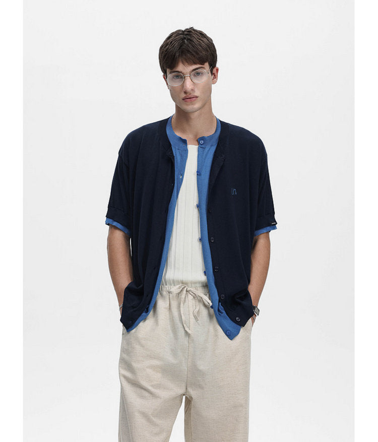 Faux Two-Piece Knit Cardigan