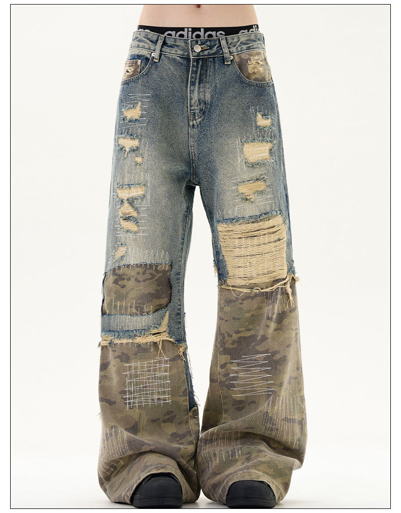 Vintage Random Stitch Embroidery Jeans