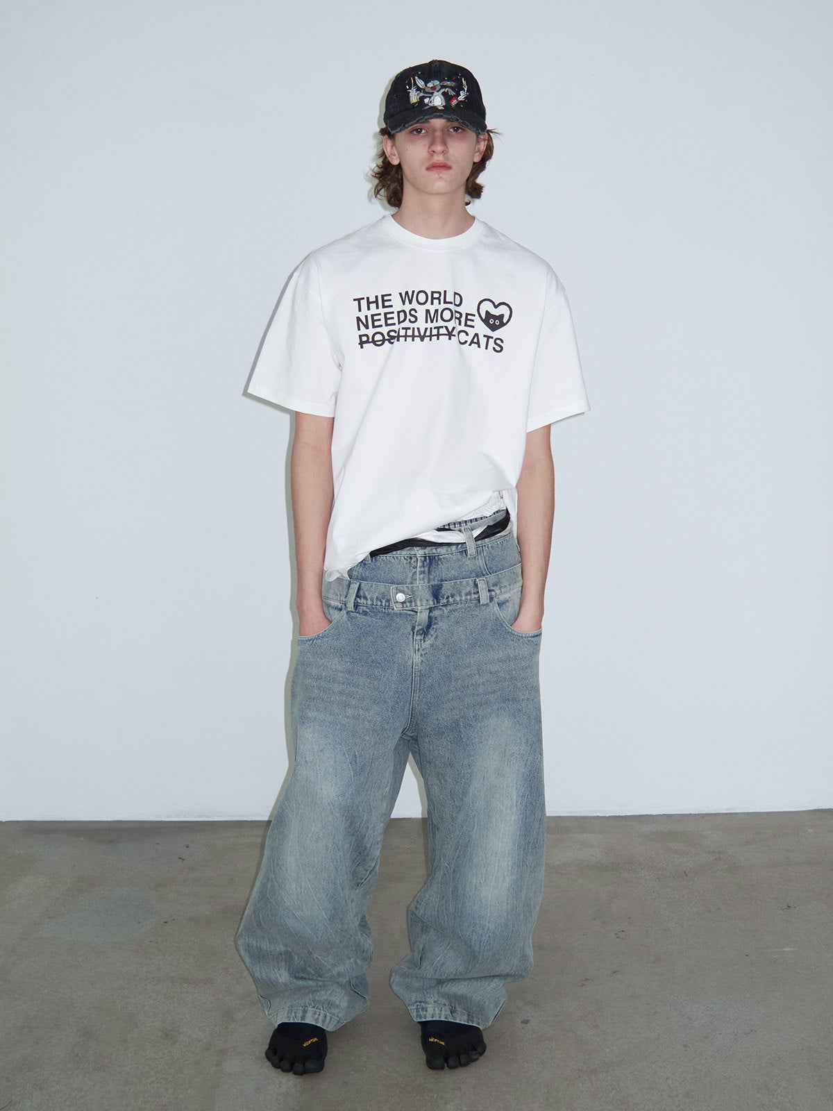 Casual Fake Two-Piece Mid-Low-Waist Jeans