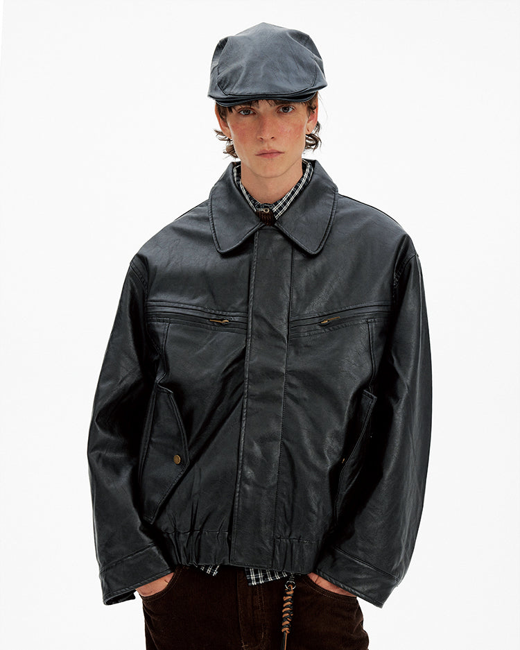 Cool Lapel Design PU Leather Jacket