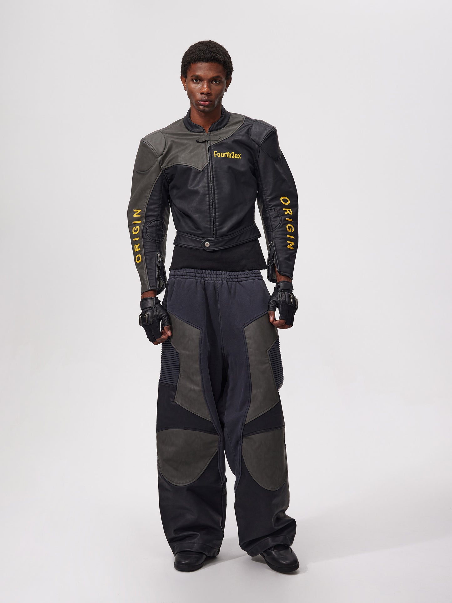 Padded Shoulder Short Leather Jacket