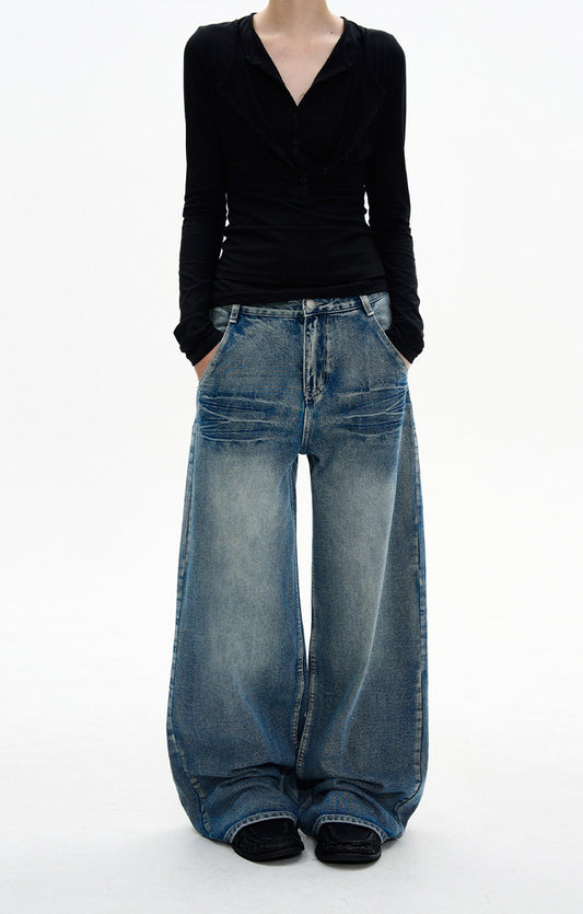 Unisex Crack-Washed Jeans