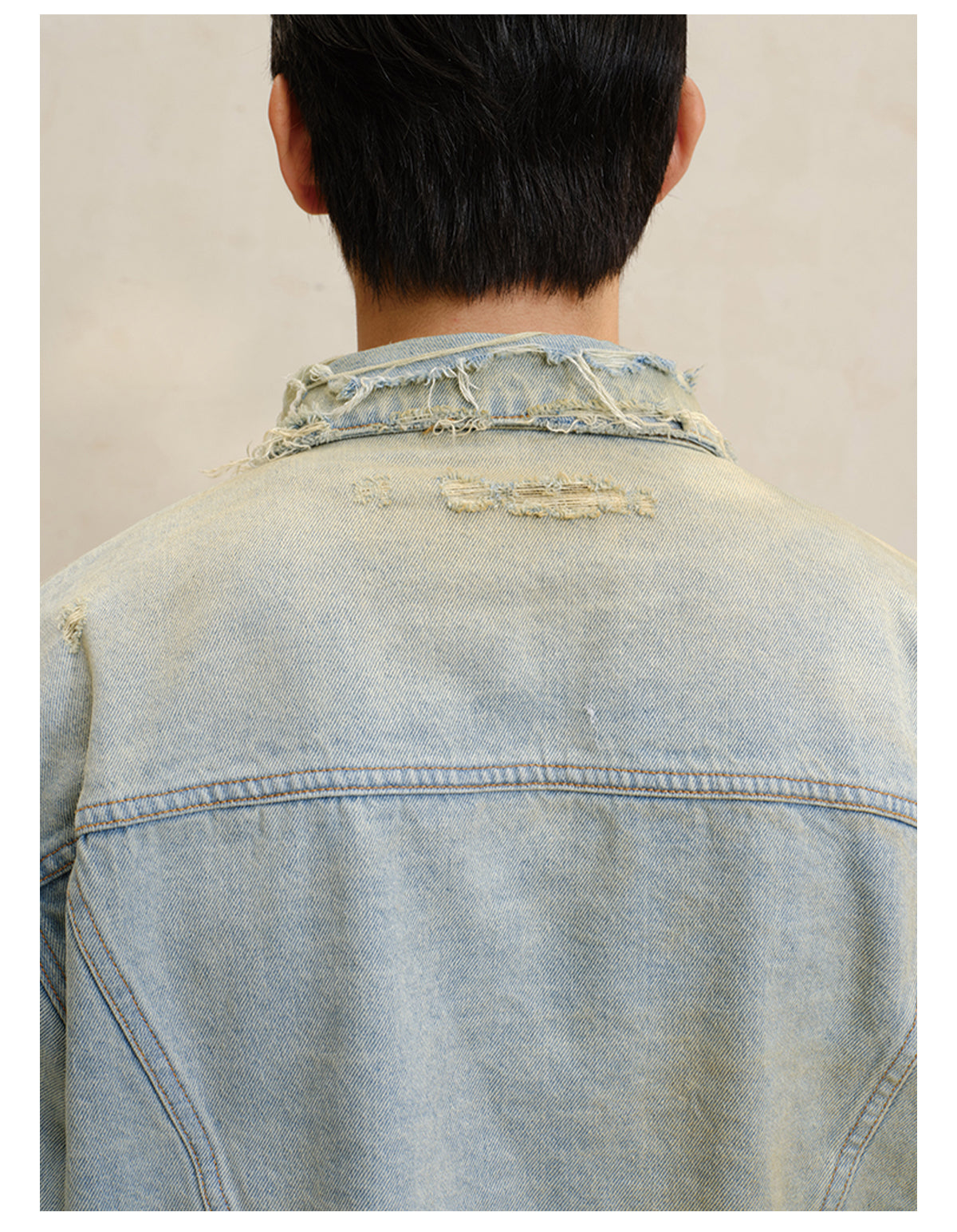 Mud-dyed short denim jacket