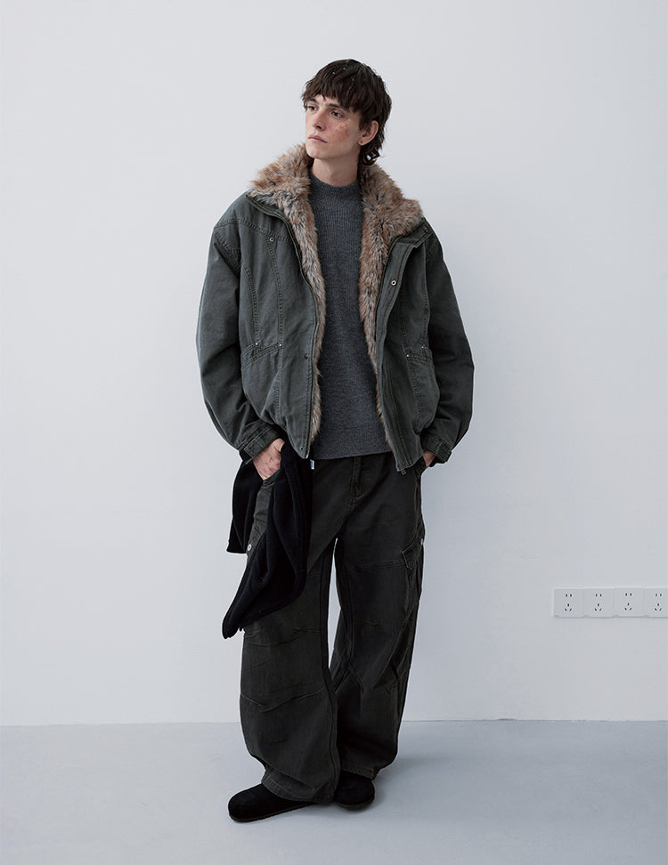 Detachable Collar Multi-Pocket Jacket