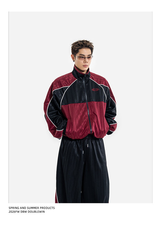 Color-Blocked Sporty Casual Pants Set