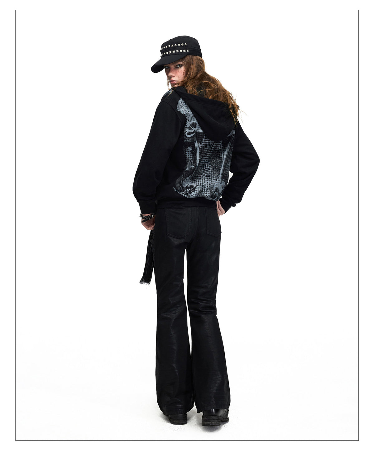 Matte-Wax Finish Skinny Denim Pants