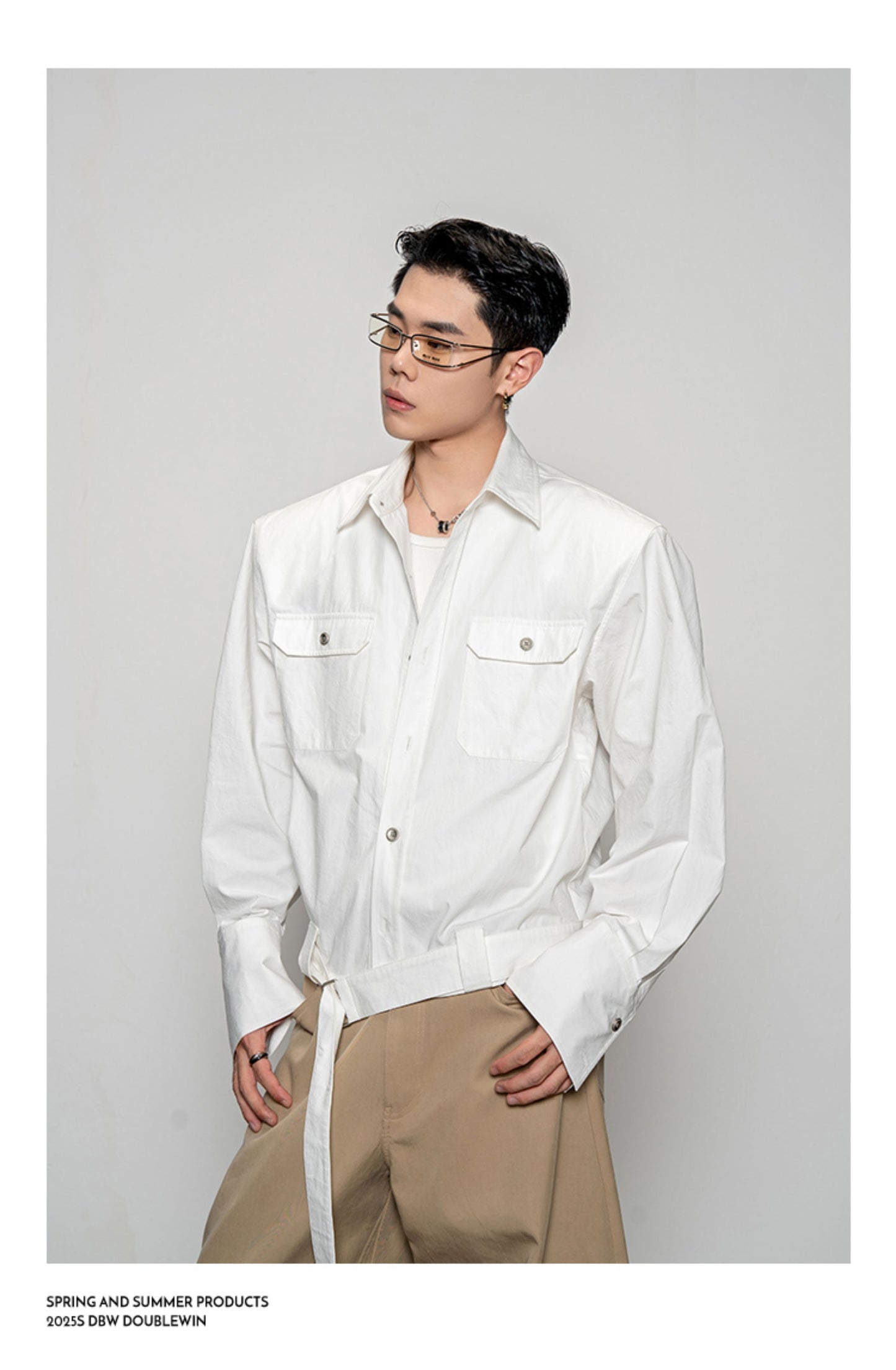 Pleated Textured Short Shirt