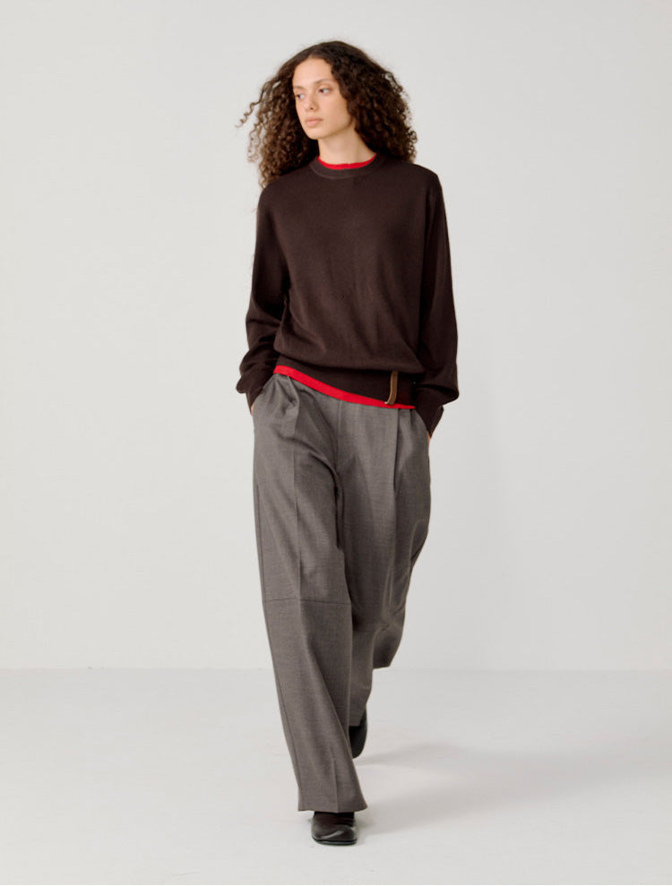 Logo Leather Label Loose-Fit Sweater