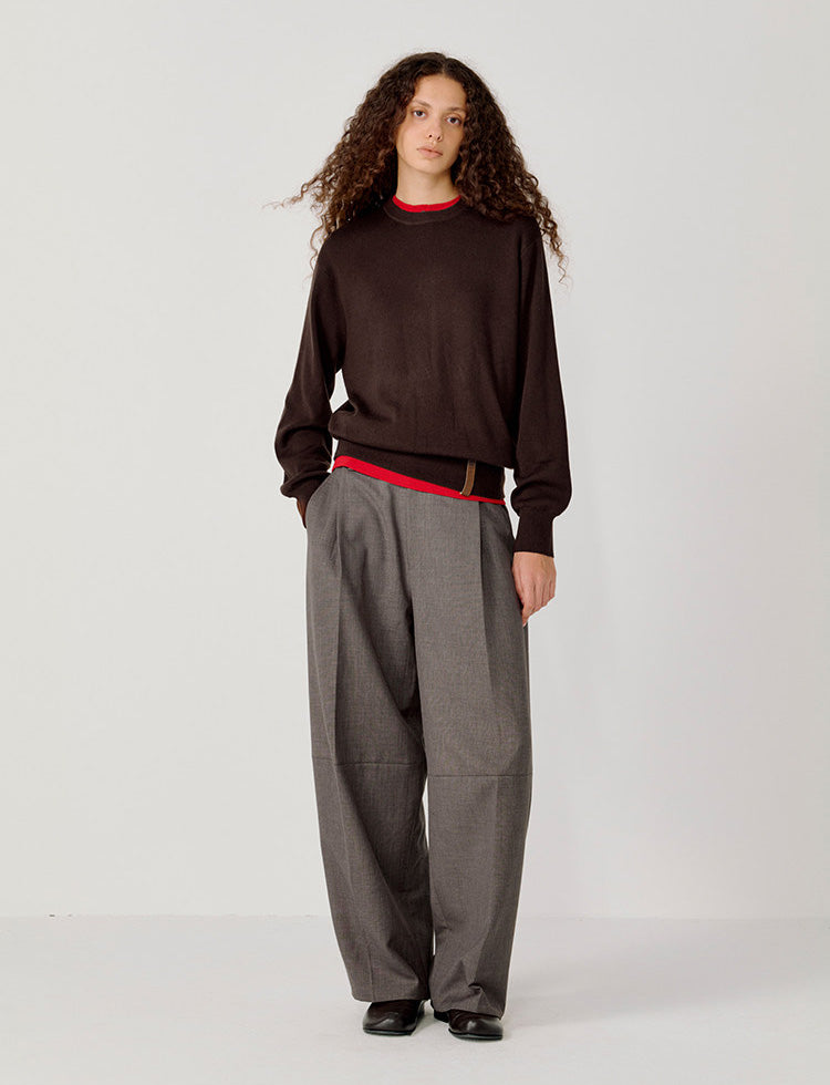 Logo Leather Label Loose-Fit Sweater