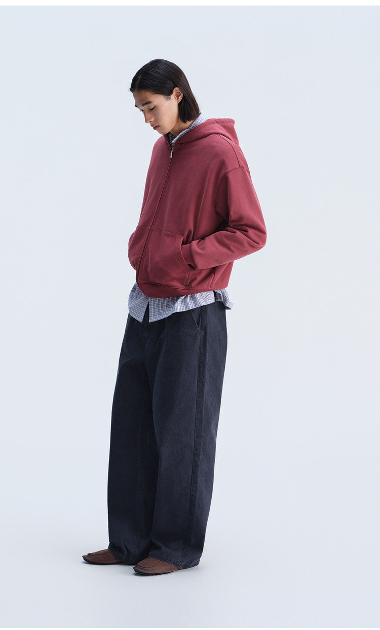 Short-Sleeve Hooded Zip-Up Sweatshirt