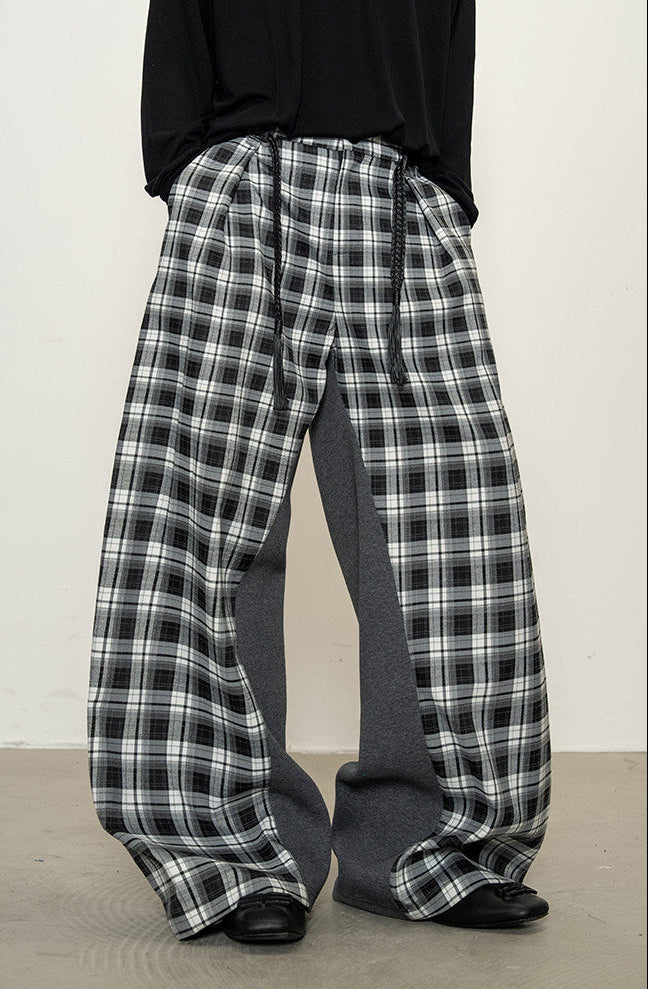 Checkered Patchwork Casual Pants