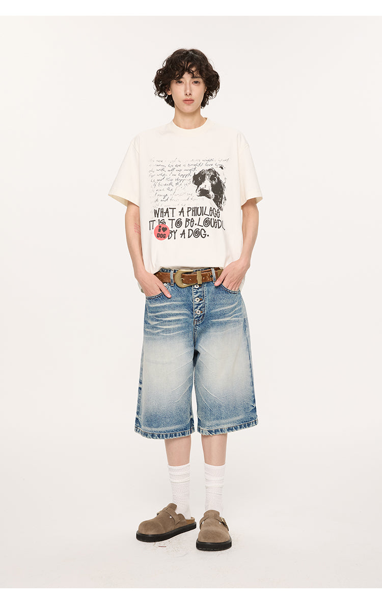 Button-down denim shorts