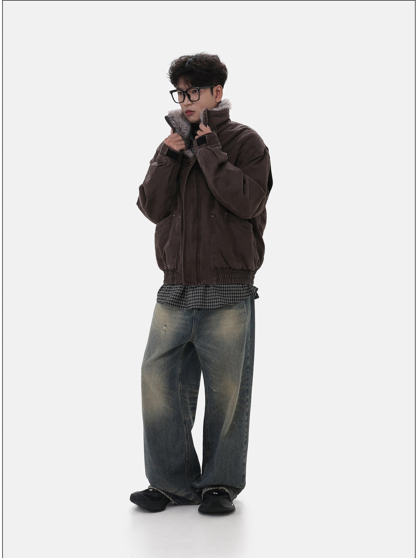Detachable fur collar jacket