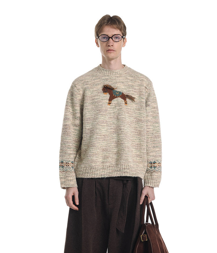 Unisex Tassel Jacquard Pony Sweater