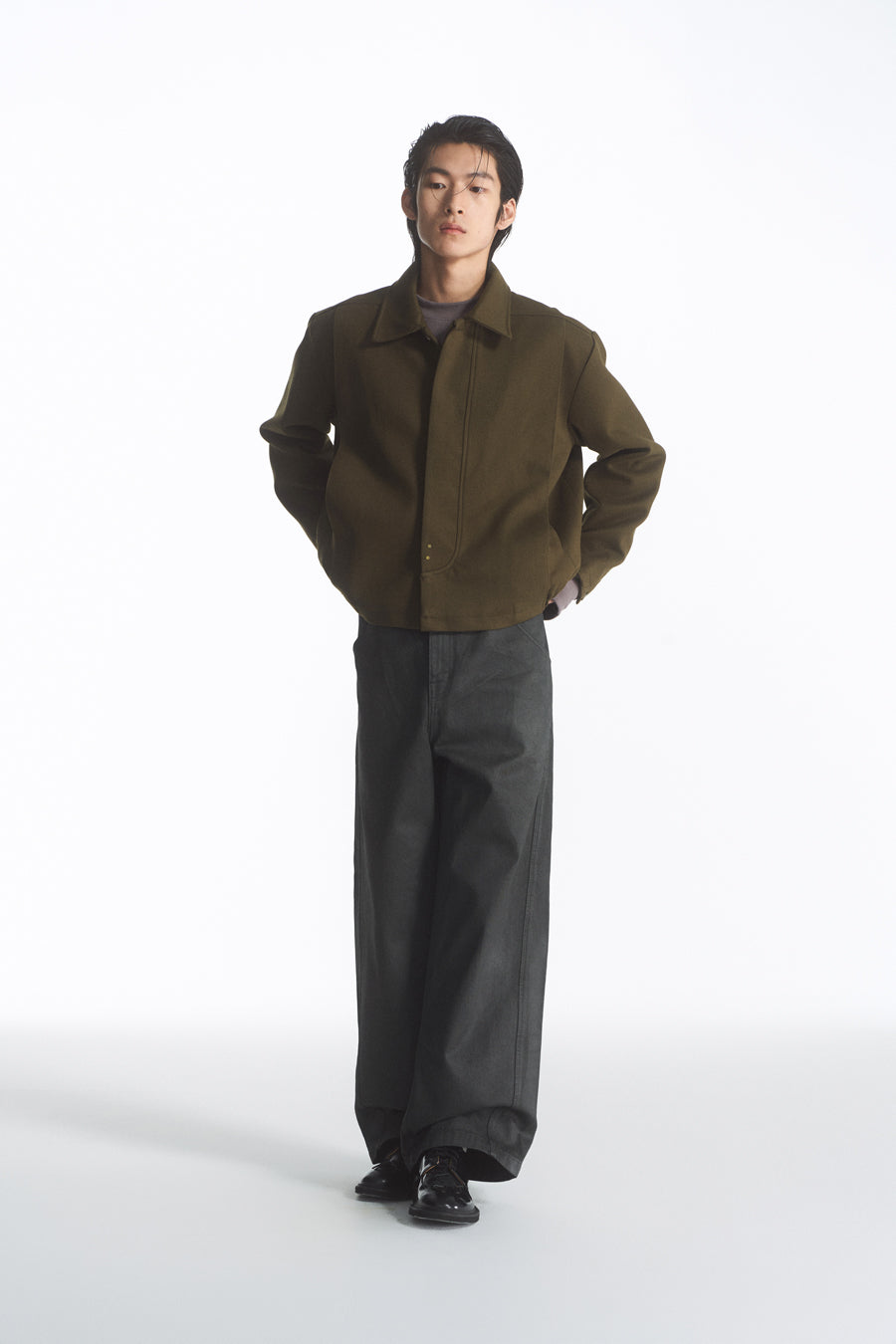 Wool loose-leaf pleated jacket