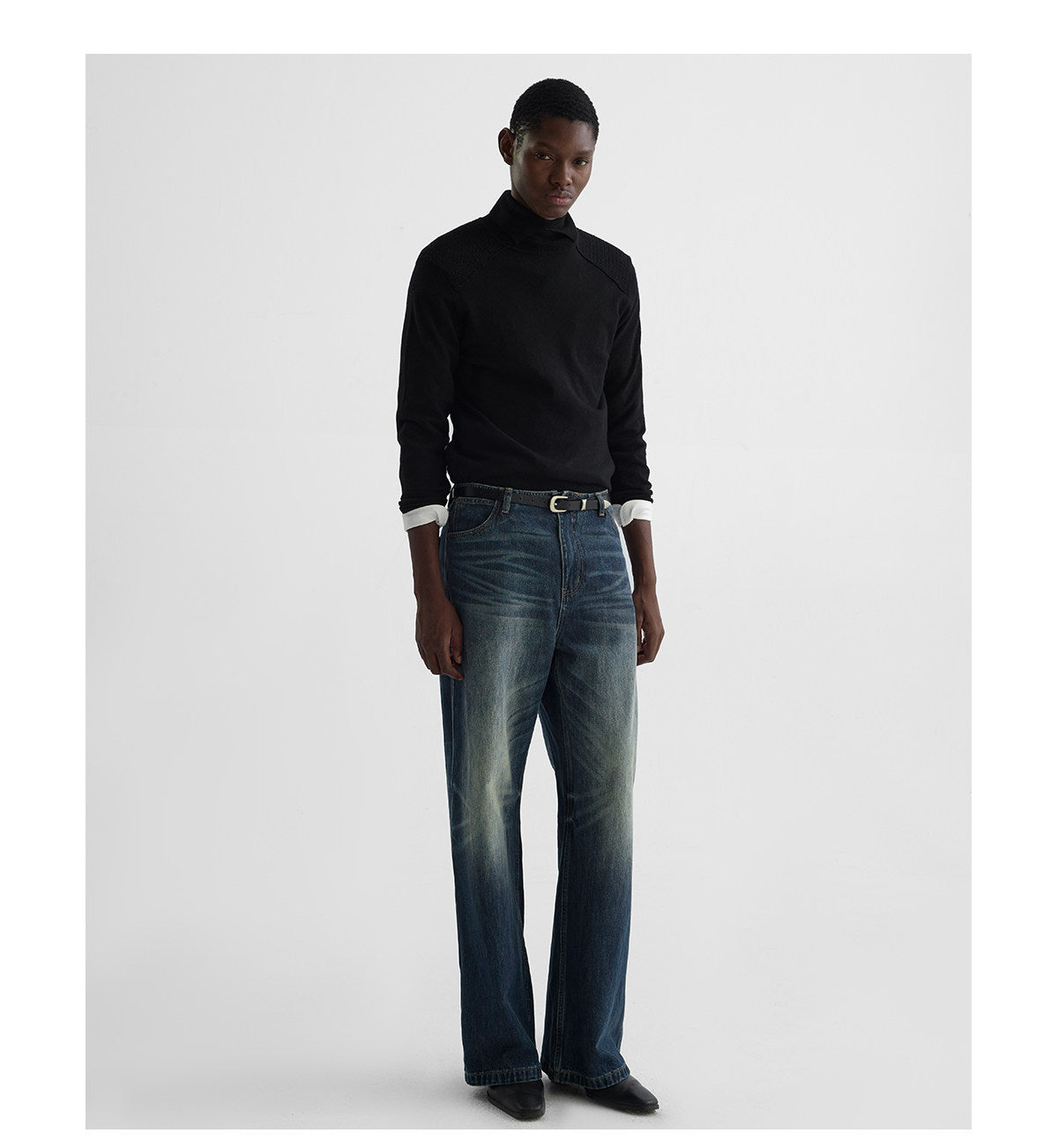 W-Neck Fit Mid-Rise Turtleneck Sweater
