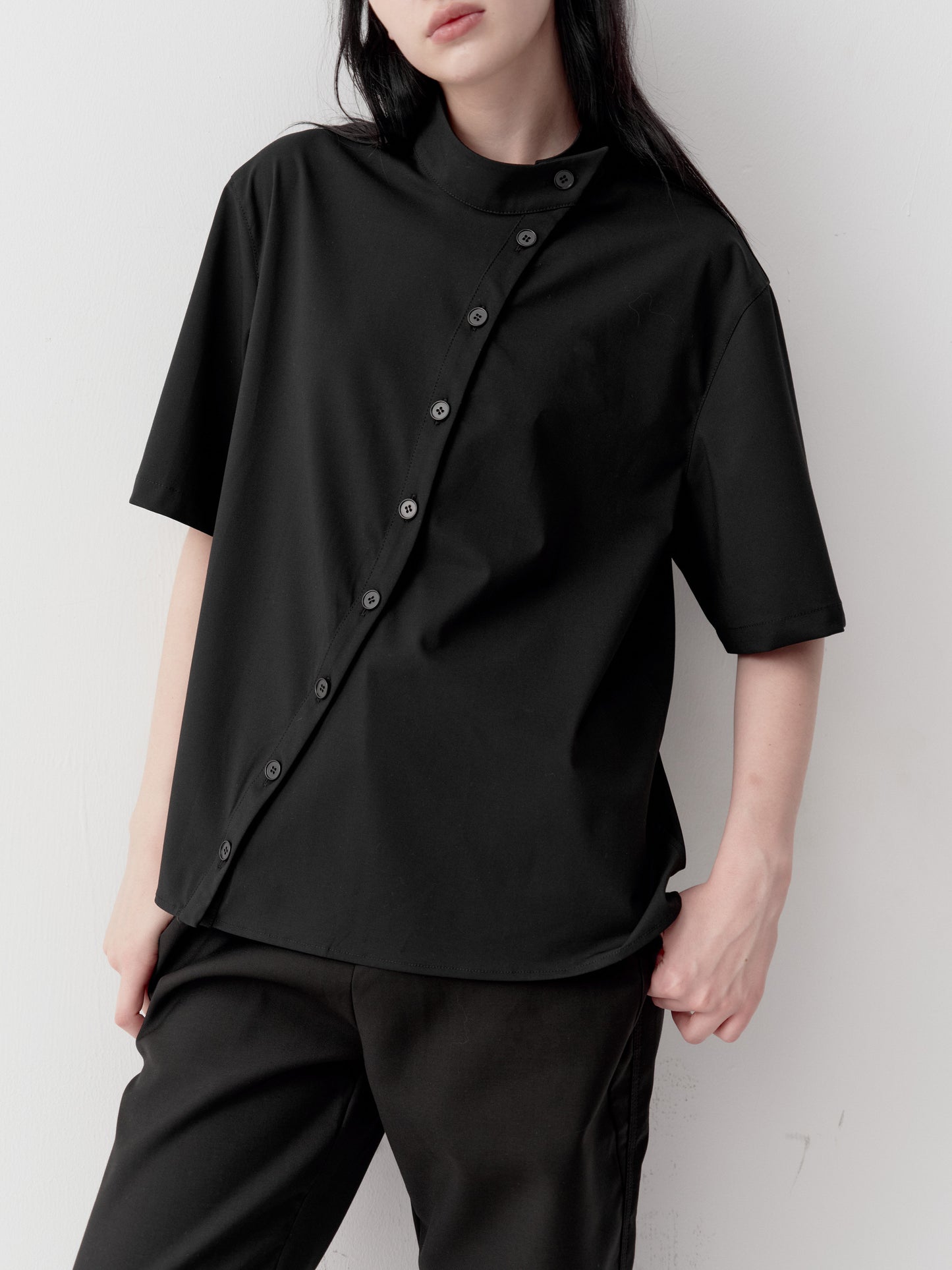 Lightweight Shirt with Stand-Up Collar